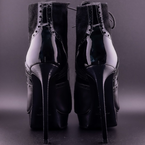 Yves Saint Laurent Janis Oxford Leather Suede Lace up Ankle Boots - Picture 4 of 8